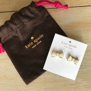 Kate Spade White Enamel Bow Studs